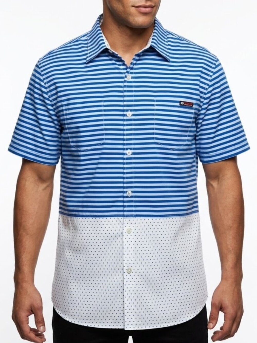 Enyce Y2K Hip Hop Split Pattern Stripe Polka Dot Button Down Shirt 2XL